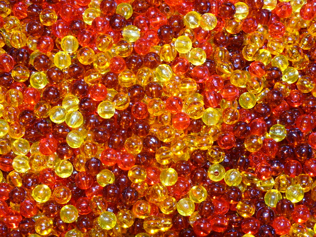 'Autumn Sun' transparent multi mix 6mm plastic beads