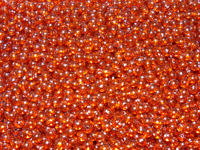 'Sparkling Satsuma' transparent 6mm plastic beads