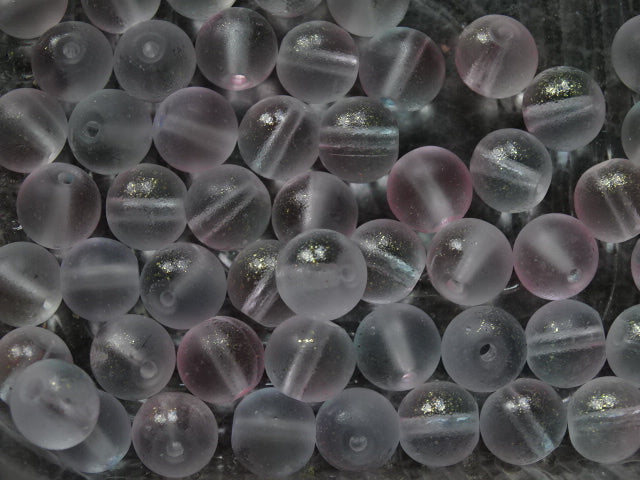 'Rose Blush'  Frosted and Spray Painted Round Glass Beads  8-9mm