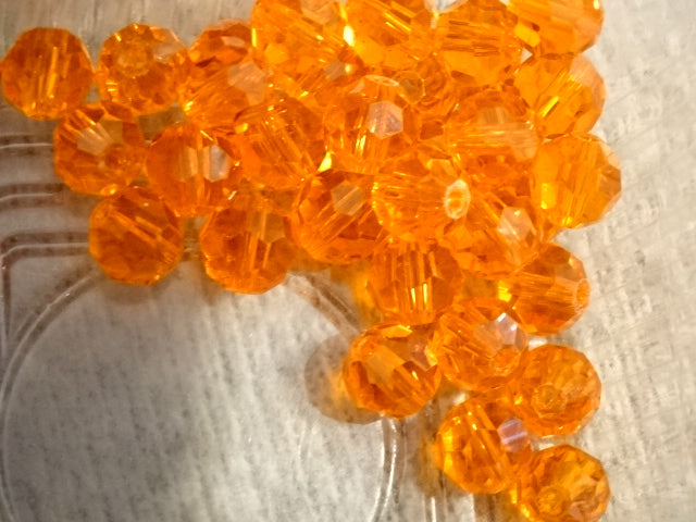 'Vibrant Orange'  Imitation Austrian Crystal Faceted Glass Beads  8mm