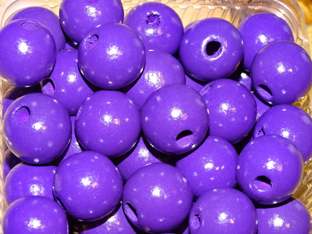 'Big Berry'  Chunky Purple Wooden Beads  15mm