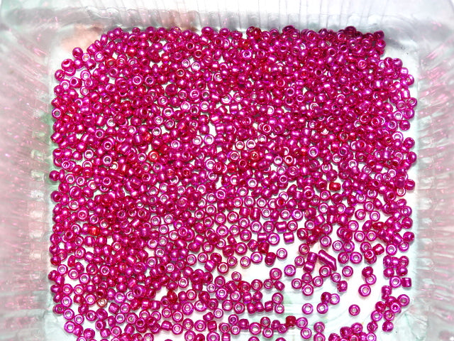 Hot Pink Metallic 2mm Glass Seed Beads