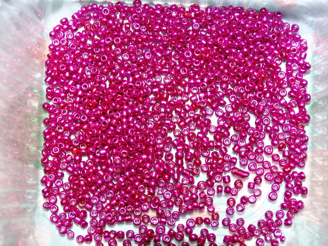 Hot Pink Metallic 2mm Glass Seed Beads