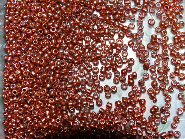 Metallic Salmon Pink 2mm Glass Seed Beads