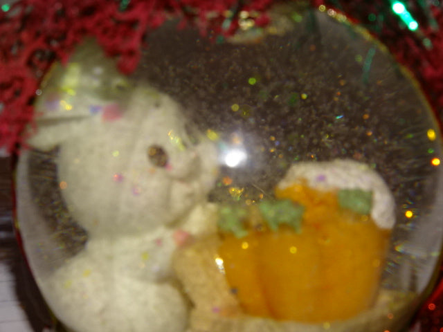 Handmade Christmas Bunny Snow Globe