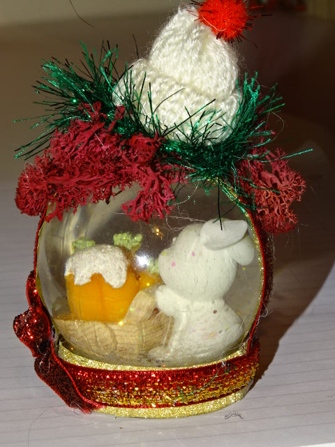 Handmade Christmas Bunny Snow Globe