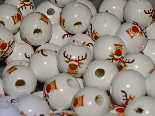 Cute Painted Wooden 'Rudolph Red Nose' Beads  16 x 15mm