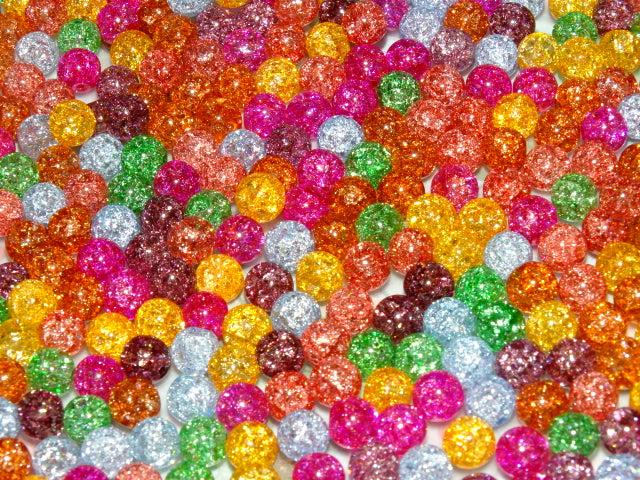 Vibrant Crackle Glass Mix   6mm Glass Beads