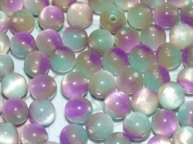 'Purple Haze'   Imitation Cats Eye   Acrylic Beads 10mm