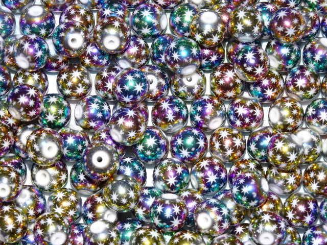 'Rainbow Star'  Ab Plated  10mm Glass Beads