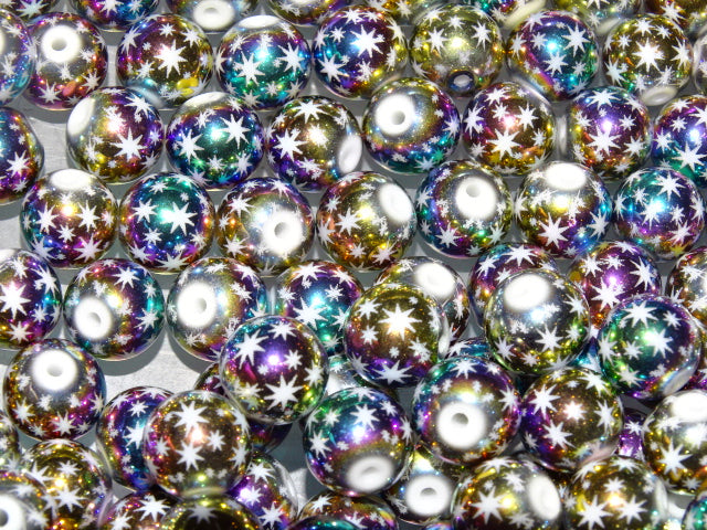 'Rainbow Star'  Ab Plated  10mm Glass Beads