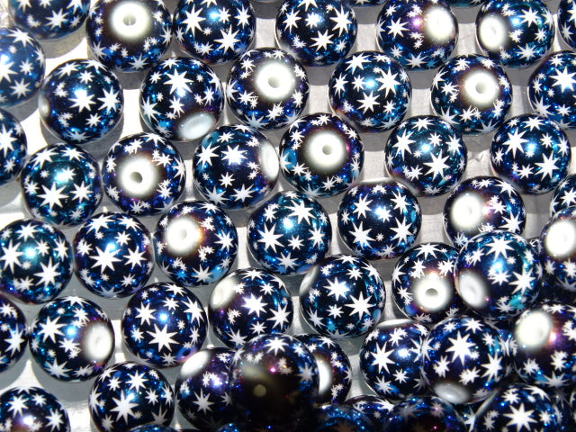 'Blue Star'  10mm Ab Rainbow Plated Glass Beads.