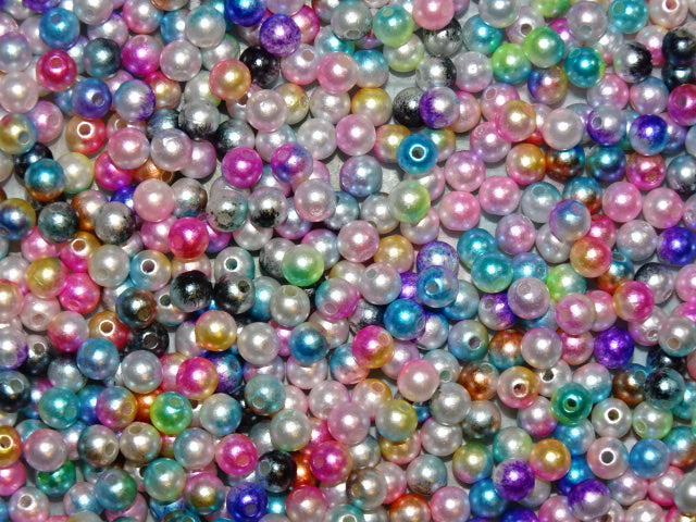 'Pearled Rainbow Mix'   Acrylic Pearl Beads 6mm