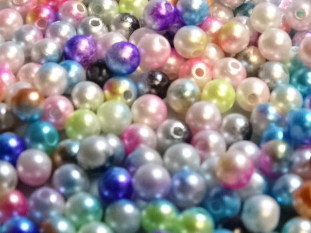 'Pearled Rainbow Mix'   Acrylic Pearl Beads 6mm