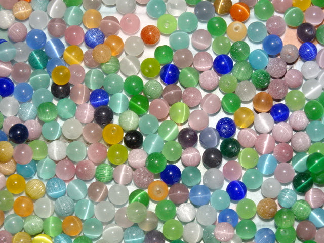 Round Cats Eye 'Springtime Mix' Beads  6mm