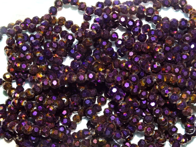 'Berry Bling'   Full Electroplated Faceted Glass Beads 6 x 5mm