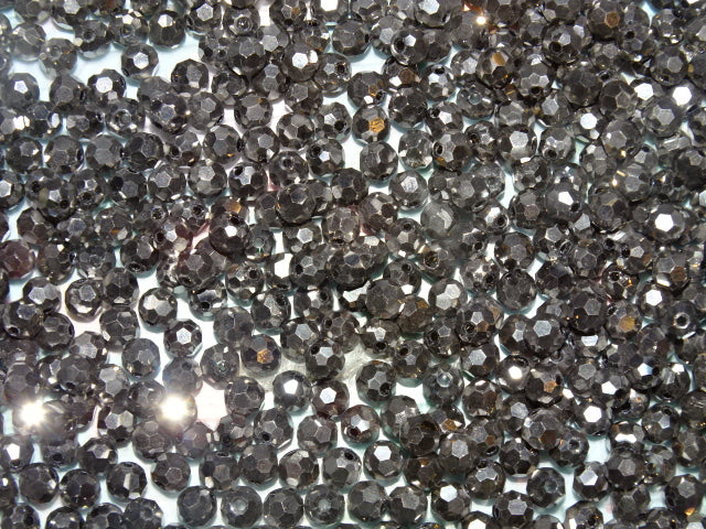 'Glittering Gunmetal'  6 x 5mm Glass Full Electroplated Faceted Beads