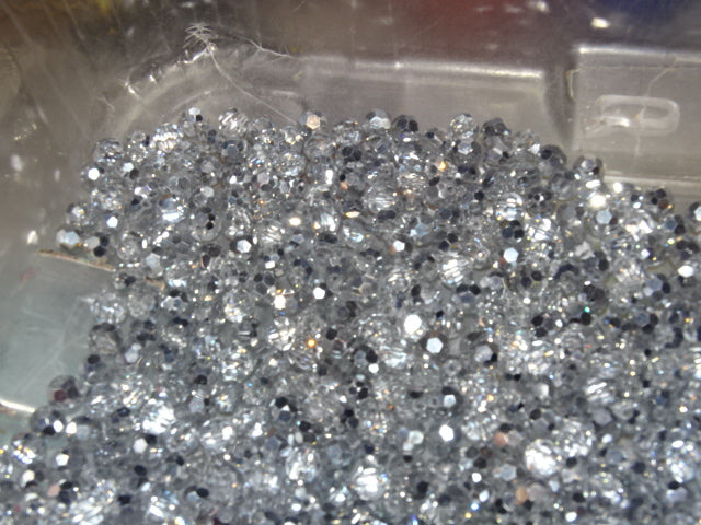 'Silver Moon'  Half Electroplated  Faceted Glass Beads 6mm