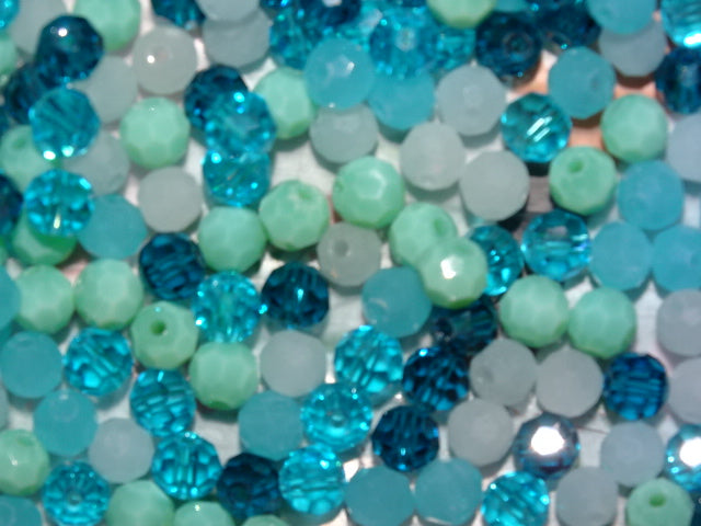 'Minty Mix'   Glass Faceted (32 Facets)  Glass Beads  6mm