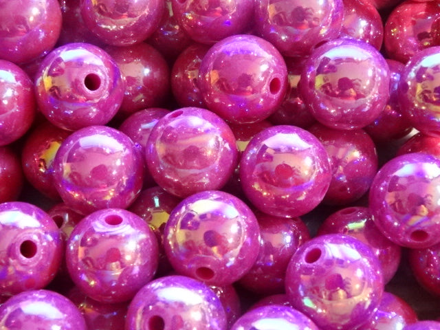 ' Big N Chunky Raspberry'  Ab Rainbow Plated Acrylic Beads  16 x 15mm