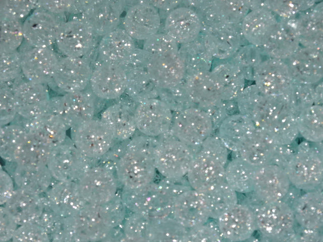 ' Glacial Blue'   8 -7.5mm   Acrylic Crackle Glass Effect Beads