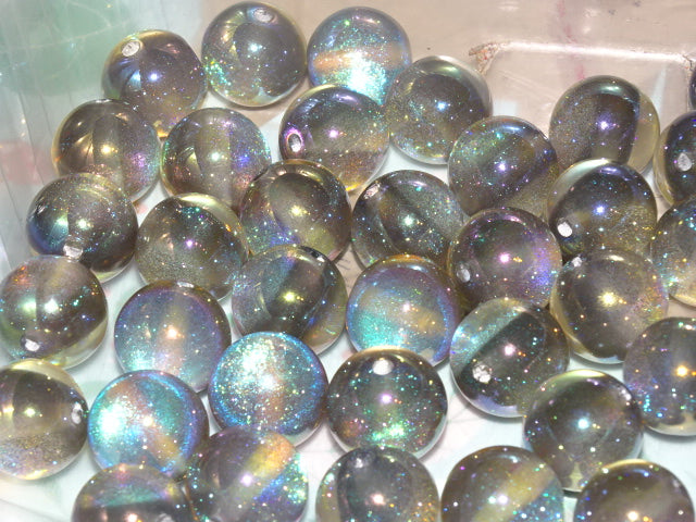 'Moondust'  2 Tone  Glitter Resin Beads   16 x 15.5mm