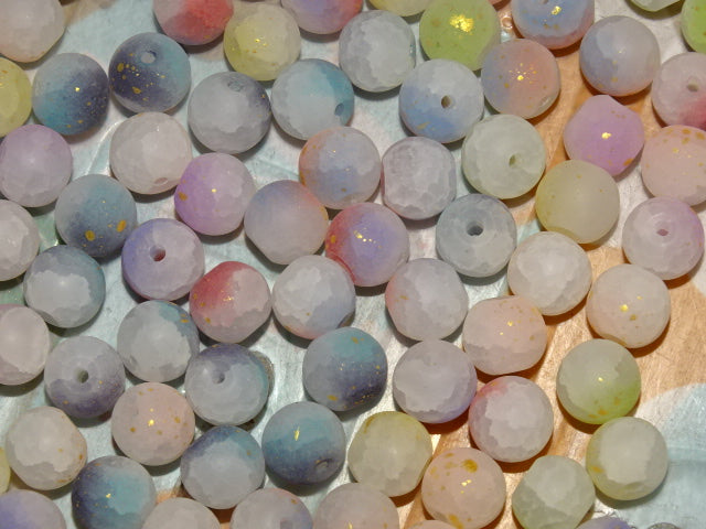 'Pastel Ice Mix'    Frosted Crackle Glass Beads  10 x 9.5mm