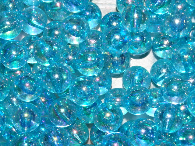 'Bubble Blue'  16 x 15mm   Acrylic Ab Rainbow Plated Beads