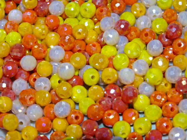 'Sparkling Sunset Mix'   5.5 - 6mm   Glass Faceted Ab Plated Beads