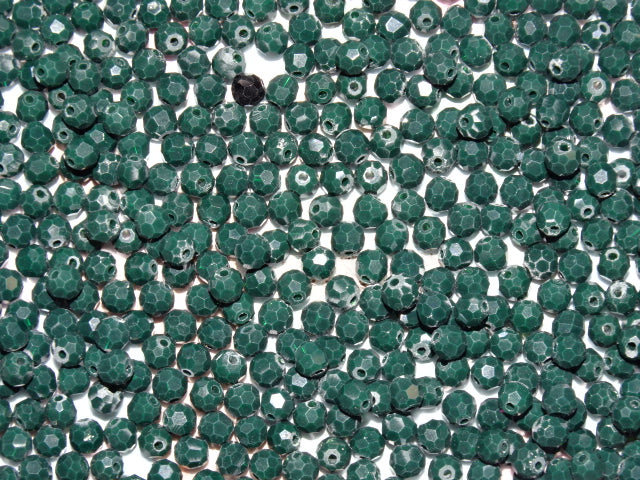 'Matt Forest Green Sparkle'  6mm  Faceted Glass Beads