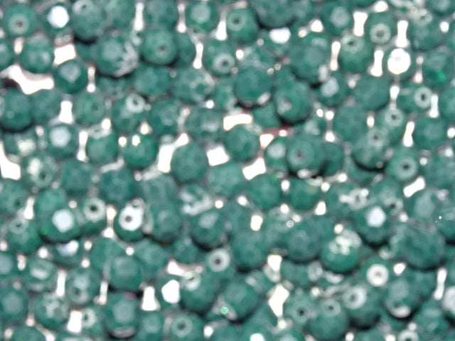 'Matt Forest Green Sparkle'  6mm  Faceted Glass Beads