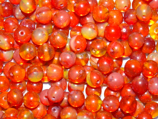 'Ember'  Imitation Carnelian Glass Beads  8 - 8.5 mm