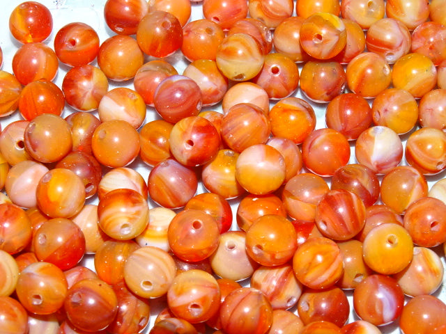 'Opaque Orange'  Opaque Imitation Carnelian Glass Beads  8 - 8.5mm