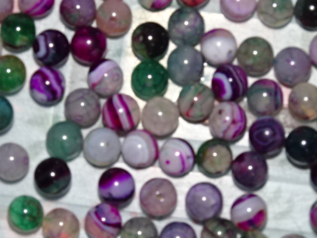 Natural Banded/Striped Dyed Agate Beads  8mm