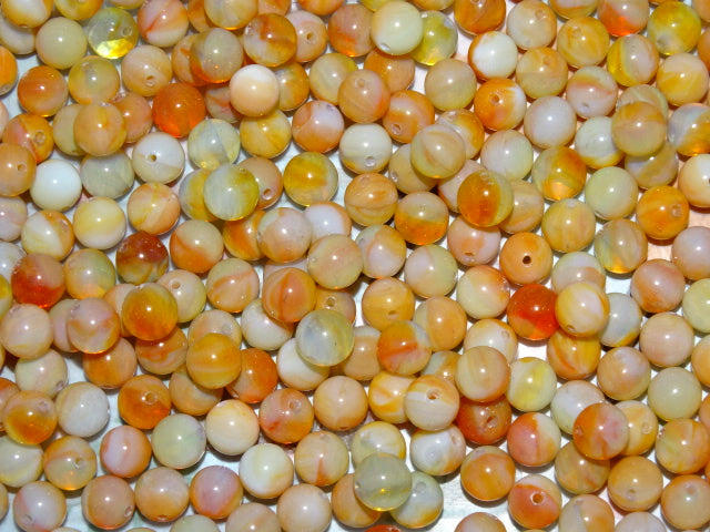 'Peach Pie'   Imitation Dyed Striped Agate Glass Beads  8 - 8.5mm