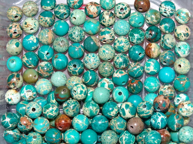 'Emerald Isle'  Dyed Natural Imperial Jasper Beads  6mm.