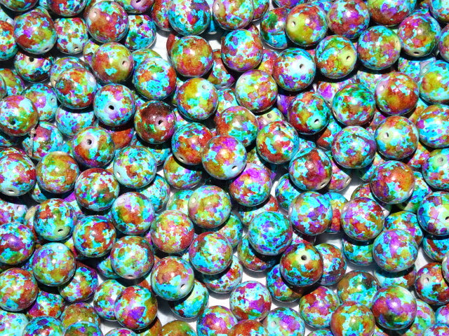 'Gorgeous Gumballs'  Imitation Turquoise Spray Painted Beads  13 x 14mm