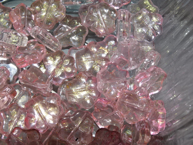 'Pink Paws'  Glass Transparent  Ab Rainbow Plated  Glass Beads  11 x 12 x 4mm