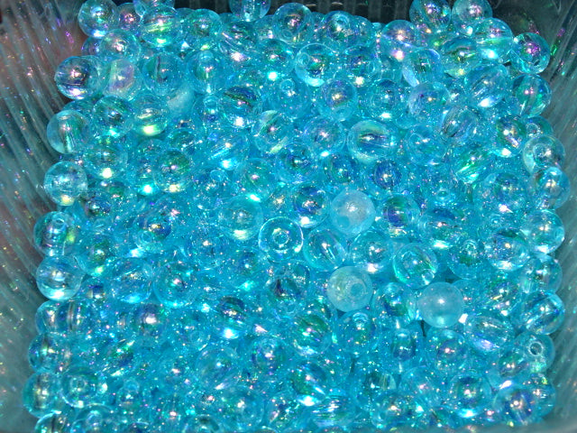 'Aurora Ice blue'  Ab rainbow plated Transparent Acrylic Beads   6mm