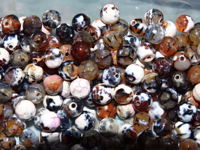 'Natural Wood Bark'  Natural Fire Crackle Dyed Agate Beads