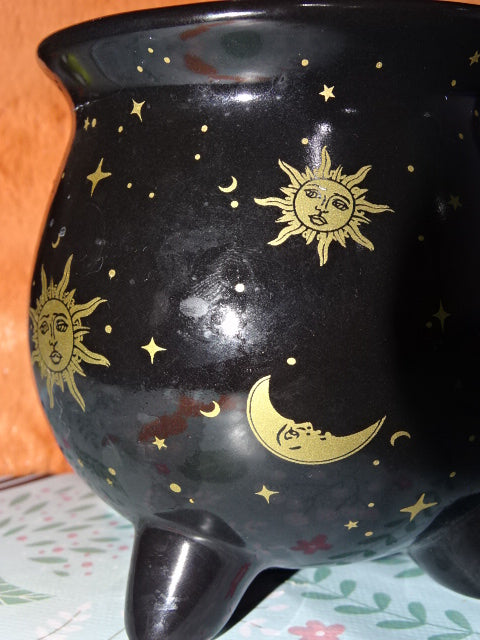 Black with Gold Print Celestial ' Cauldron Cup'