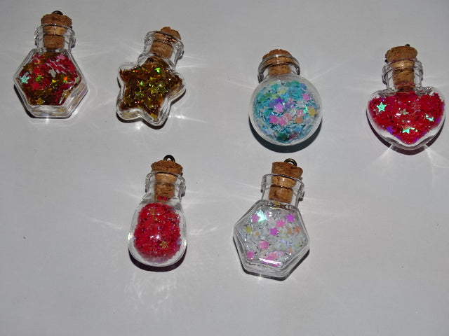 Witchy / Spell / Wish / Spiritual Gift / Charm / Pendant Glass Bottle with Cork Stopper and Loop