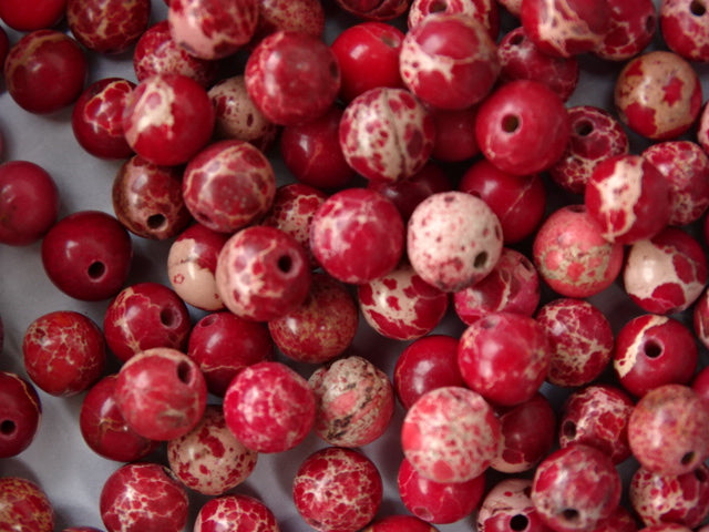 Imperial Jasper Semi Precious Red Dyed 6mm Beads