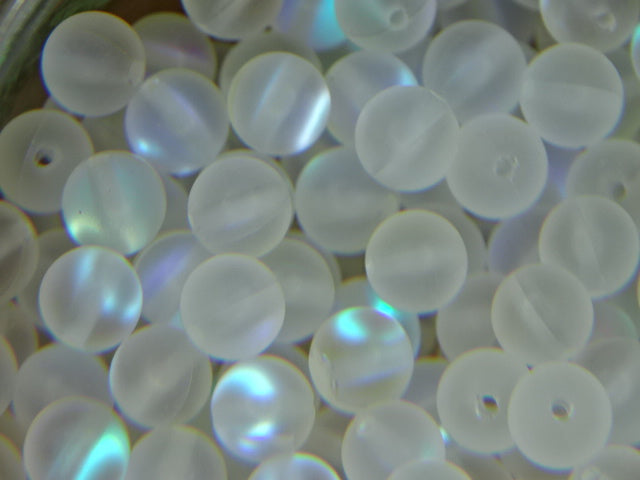 'Opalescent'  6mm  Synthetic Moonstone Holographic Effect Glass Beads